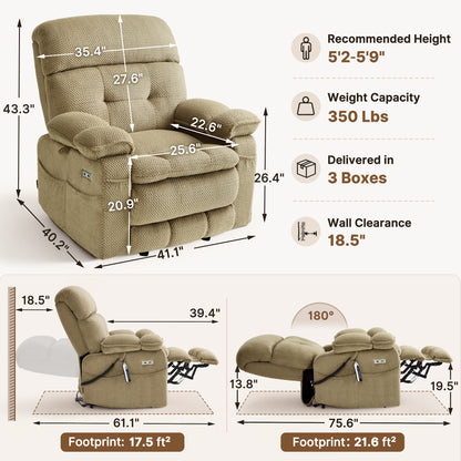 4-Motors Power Lift Recliner, Power Lumbar & Headrest, Massage & Dual Heating, Fabric 7700