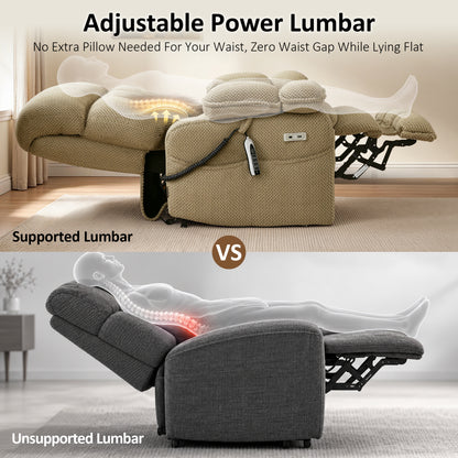 4-Motors Power Lift Recliner, Power Lumbar & Headrest, Massage & Dual Heating, Fabric 7700