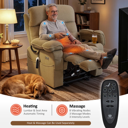 4-Motors Power Lift Recliner, Power Lumbar & Headrest, Massage & Dual Heating, Fabric 7700