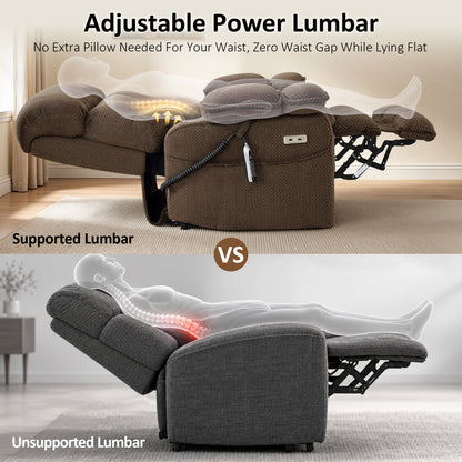 4-Motors Power Lift Recliner, Power Lumbar & Headrest, Massage & Dual Heating, Fabric 7700