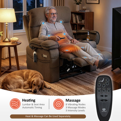 4-Motors Power Lift Recliner, Power Lumbar & Headrest, Massage & Dual Heating, Fabric 7700