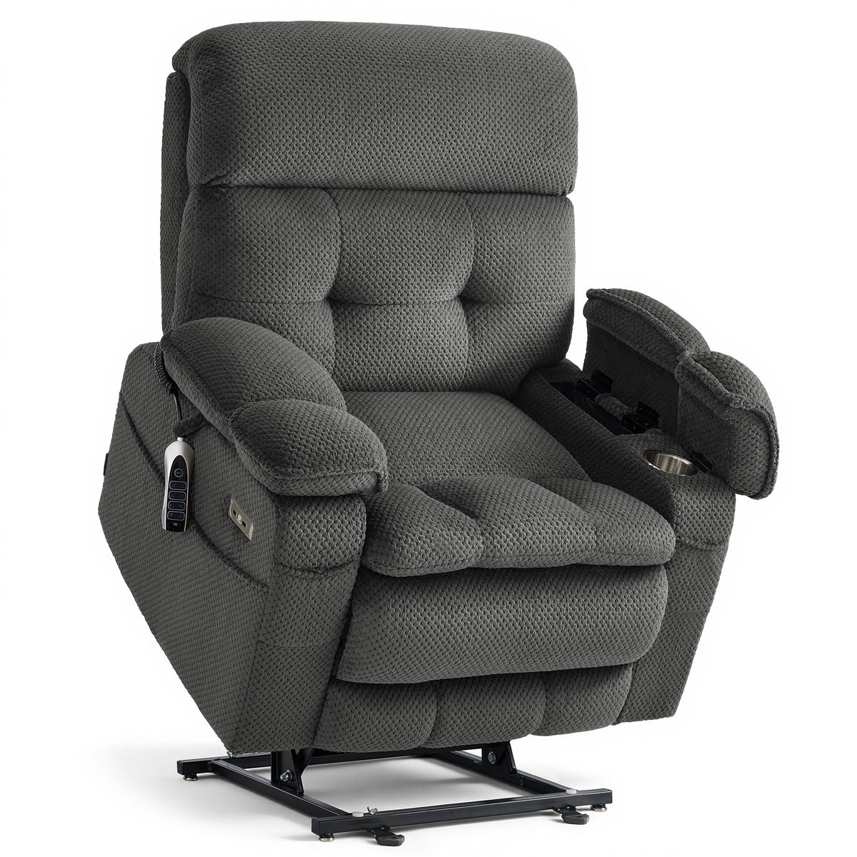 4-Motors Power Lift Recliner, Power Lumbar & Headrest, Massage & Dual Heating, Fabric 7700