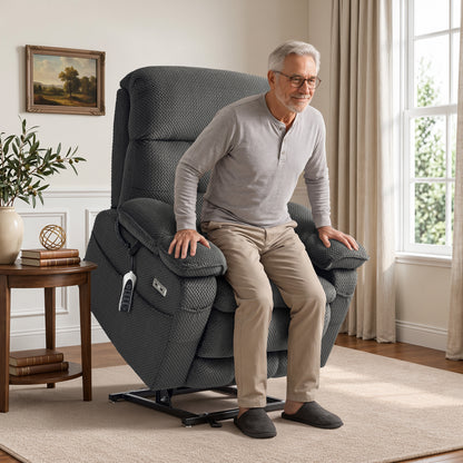 4-Motors Power Lift Recliner, Power Lumbar & Headrest, Massage & Dual Heating, Fabric 7700