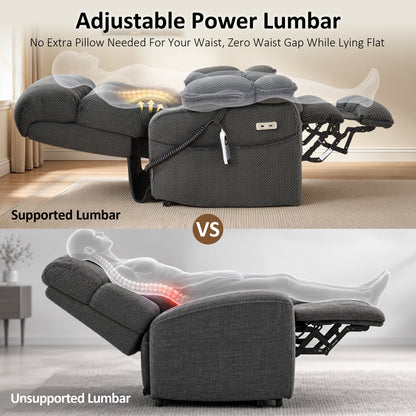 4-Motors Power Lift Recliner, Power Lumbar & Headrest, Massage & Dual Heating, Fabric 7700
