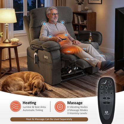 4-Motors Power Lift Recliner, Power Lumbar & Headrest, Massage & Dual Heating, Fabric 7700