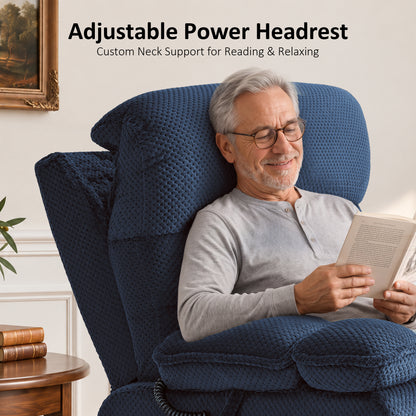 4-Motors Power Lift Recliner, Power Lumbar & Headrest, Massage & Dual Heating, Fabric 7700