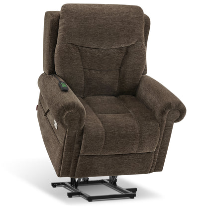 Power Lift Recliner Chair for Elderly, Dual Motor, Massage and Heat, Fabric 7888