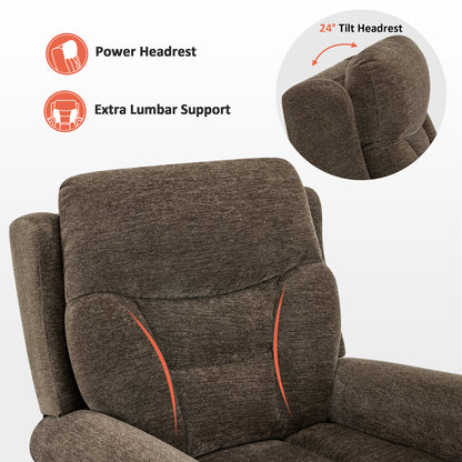 Power Lift Recliner Chair for Elderly, Dual Motor, Massage and Heat, Fabric 7888