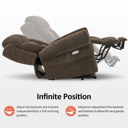 Power Lift Recliner Chair for Elderly, Dual Motor, Massage and Heat, Fabric 7888