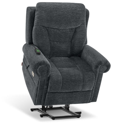 Power Lift Recliner Chair for Elderly, Dual Motor, Massage and Heat, Fabric 7888