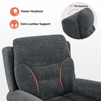 Power Lift Recliner Chair for Elderly, Dual Motor, Massage and Heat, Fabric 7888