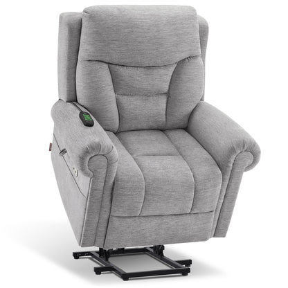 Power Lift Recliner Chair for Elderly, Dual Motor, Massage and Heat, Fabric 7888