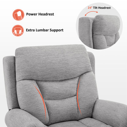 Power Lift Recliner Chair for Elderly, Dual Motor, Massage and Heat, Fabric 7888