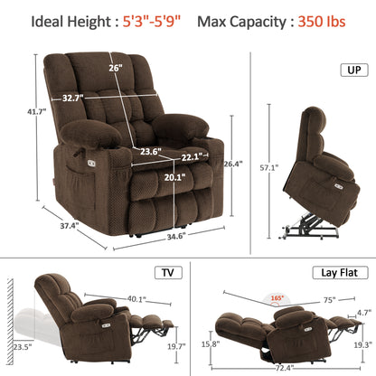 Power Lift Recliner Chair for Elderly, Dual Motor, Massage and Heat, Fabric 7890|7893|7896|R7897|R7891|R7894