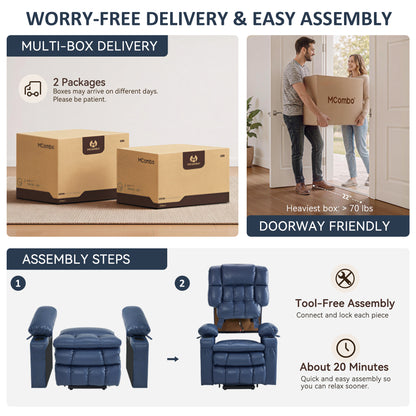 Dual Motor Power Lift Recliner Chair, Massage and Heat, Lay Flat for Sleeping, Faux Leather 7890|7893|7896|R7891|R7897|R7894
