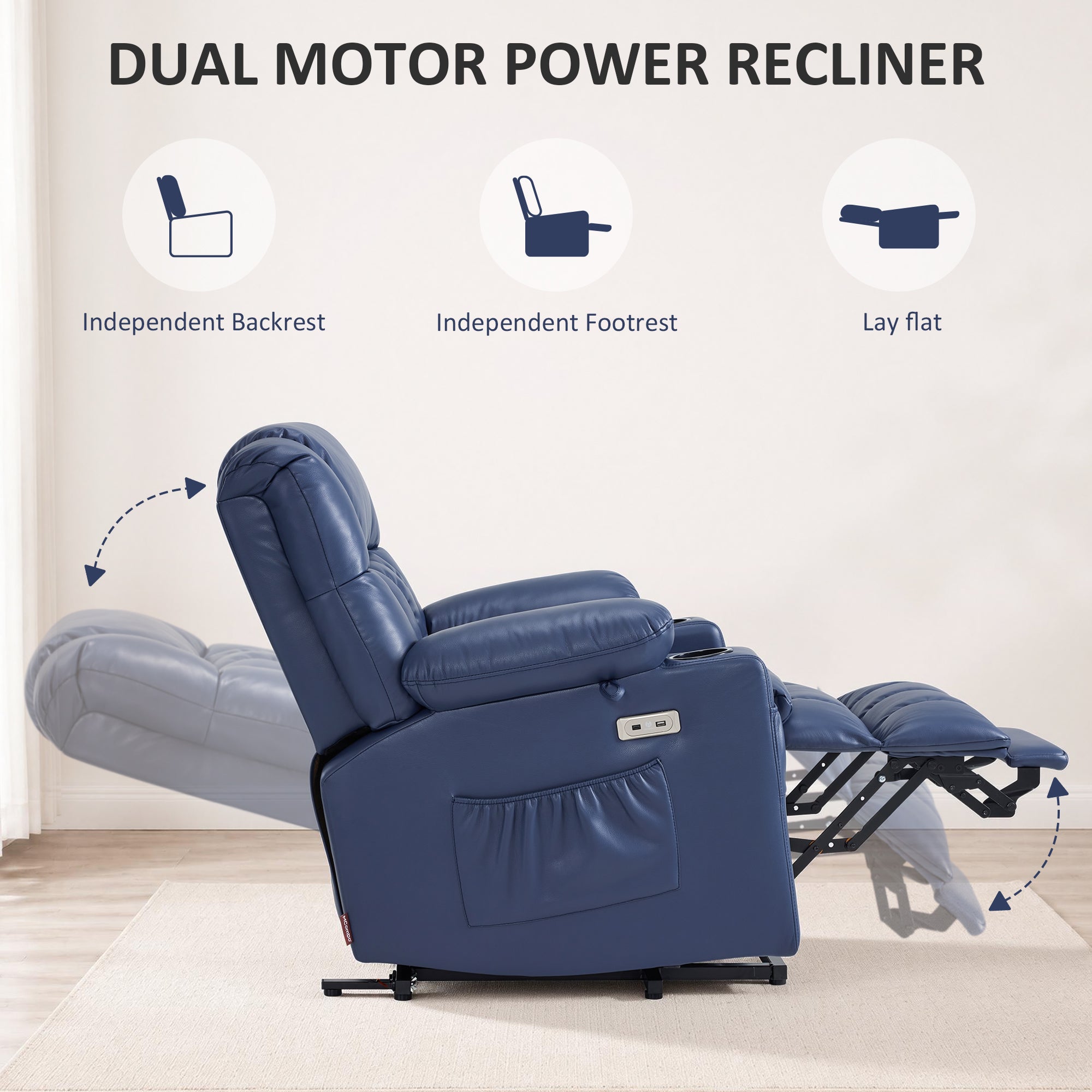 Dual Motor Power Lift Recliner Chair, Massage and Heat, Lay Flat for Sleeping, Faux Leather 7890|7893|7896|R7891|R7897|R7894