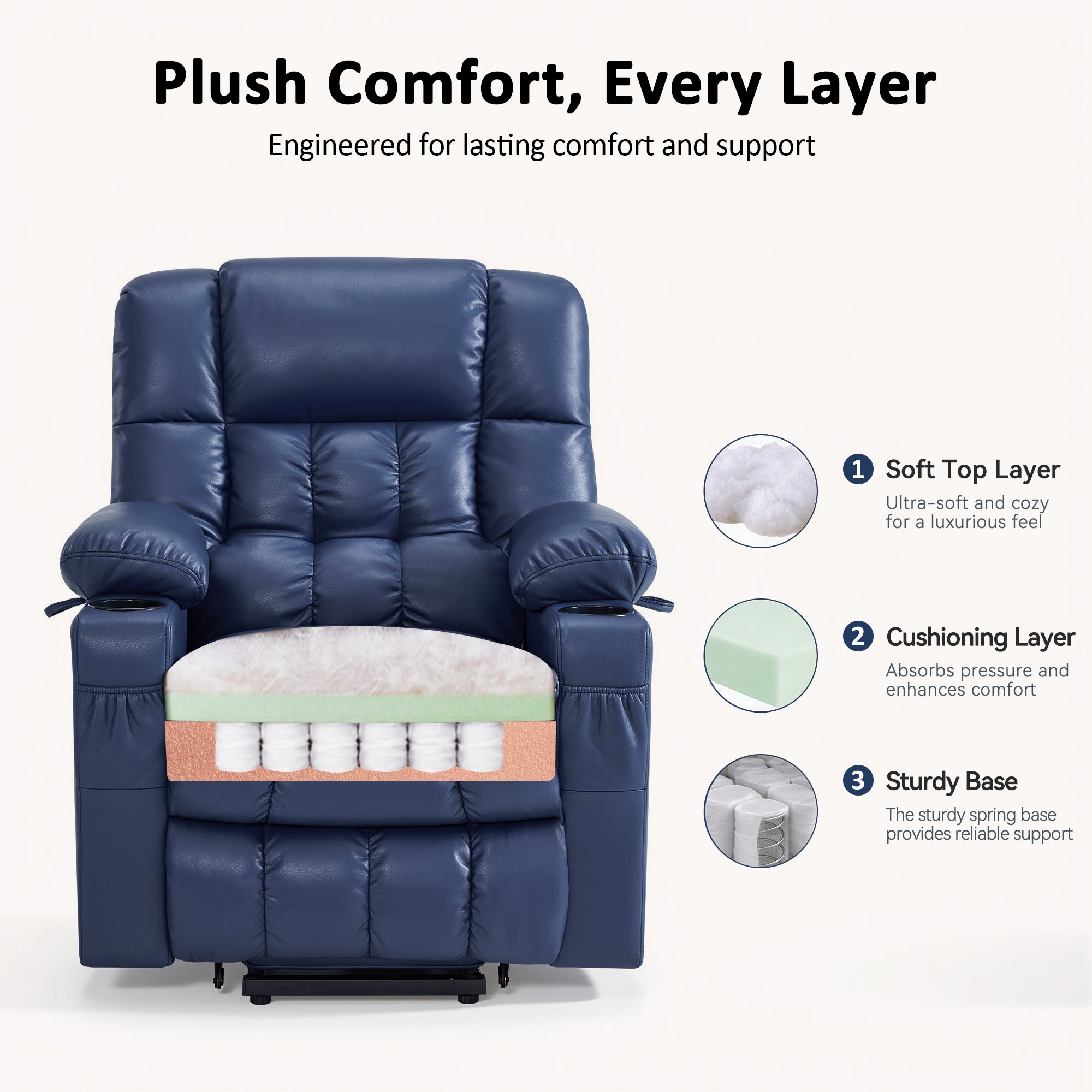 Dual Motor Power Lift Recliner Chair, Massage and Heat, Lay Flat for Sleeping, Faux Leather 7890|7893|7896|R7891|R7897|R7894