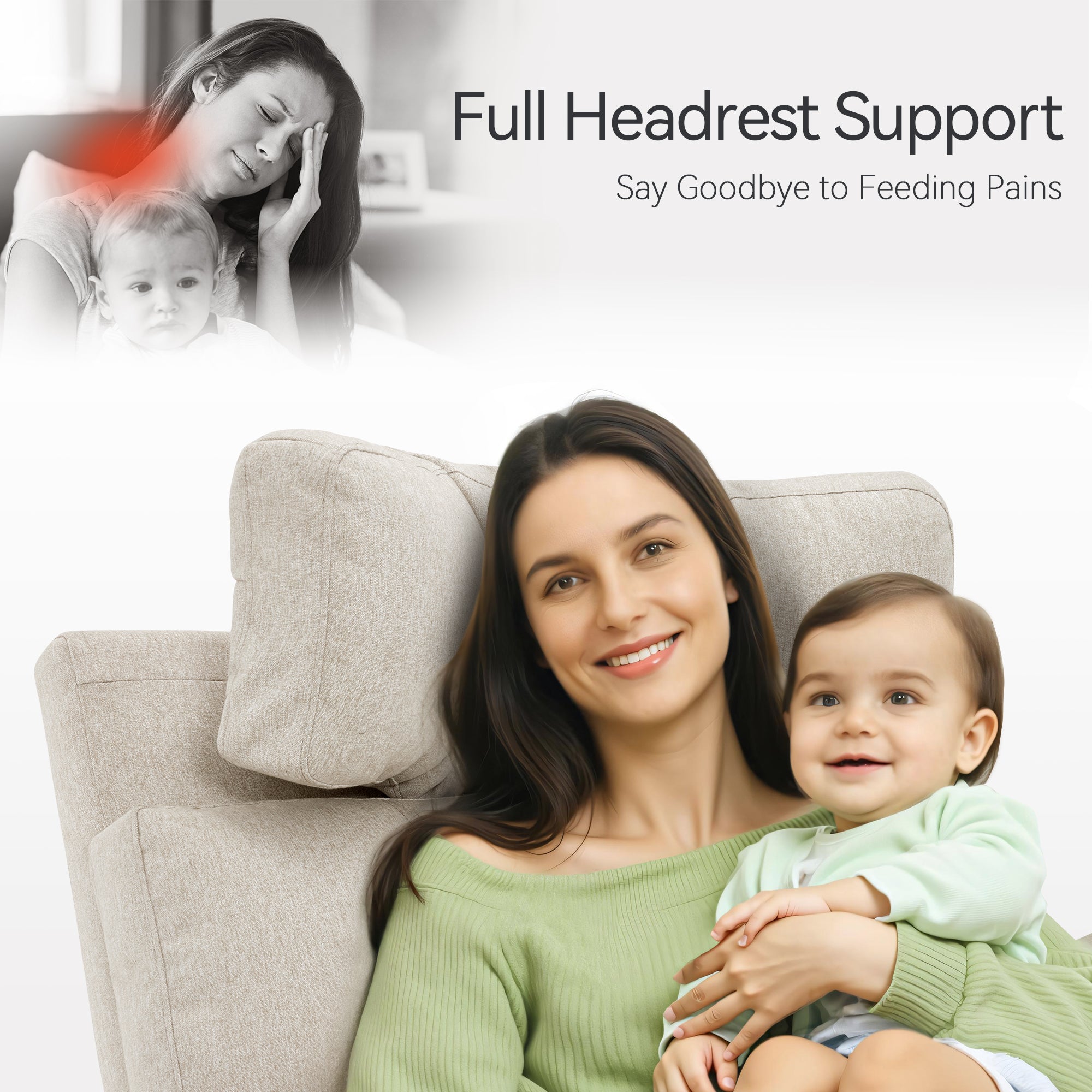 Power Swivel Glider Recliner Nursery Chair, Fabric PR601