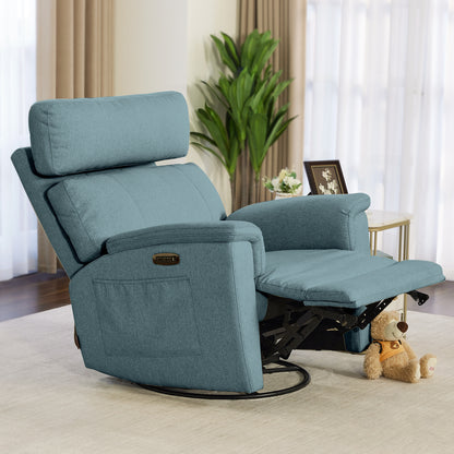 Power Swivel Glider Recliner Nursery Chair, Fabric PR601