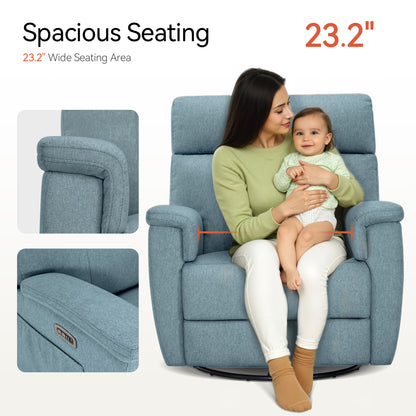 Power Swivel Glider Recliner Nursery Chair, Fabric PR601