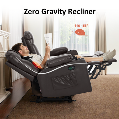 Power Reclining Loveseat with Console, Heat and Massage, Faux leather PR624
