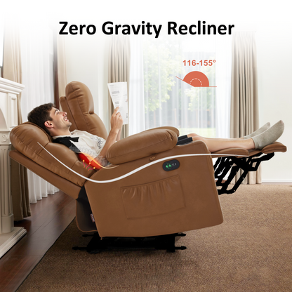 Power Reclining Loveseat with Console, Heat and Massage, Faux leather PR624