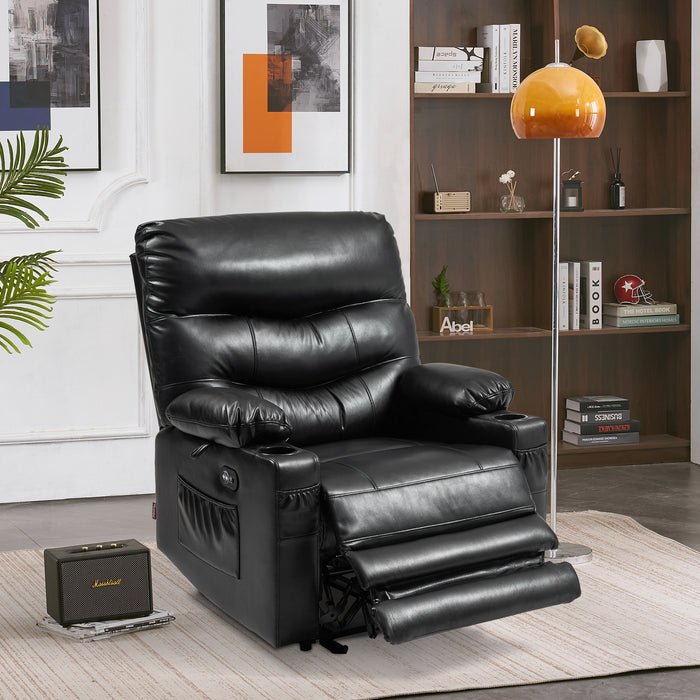 MCombo 25'' Large Power Recliner Chair, Electric Reclining with Massage, USB Port Faux Leather Chair PR659