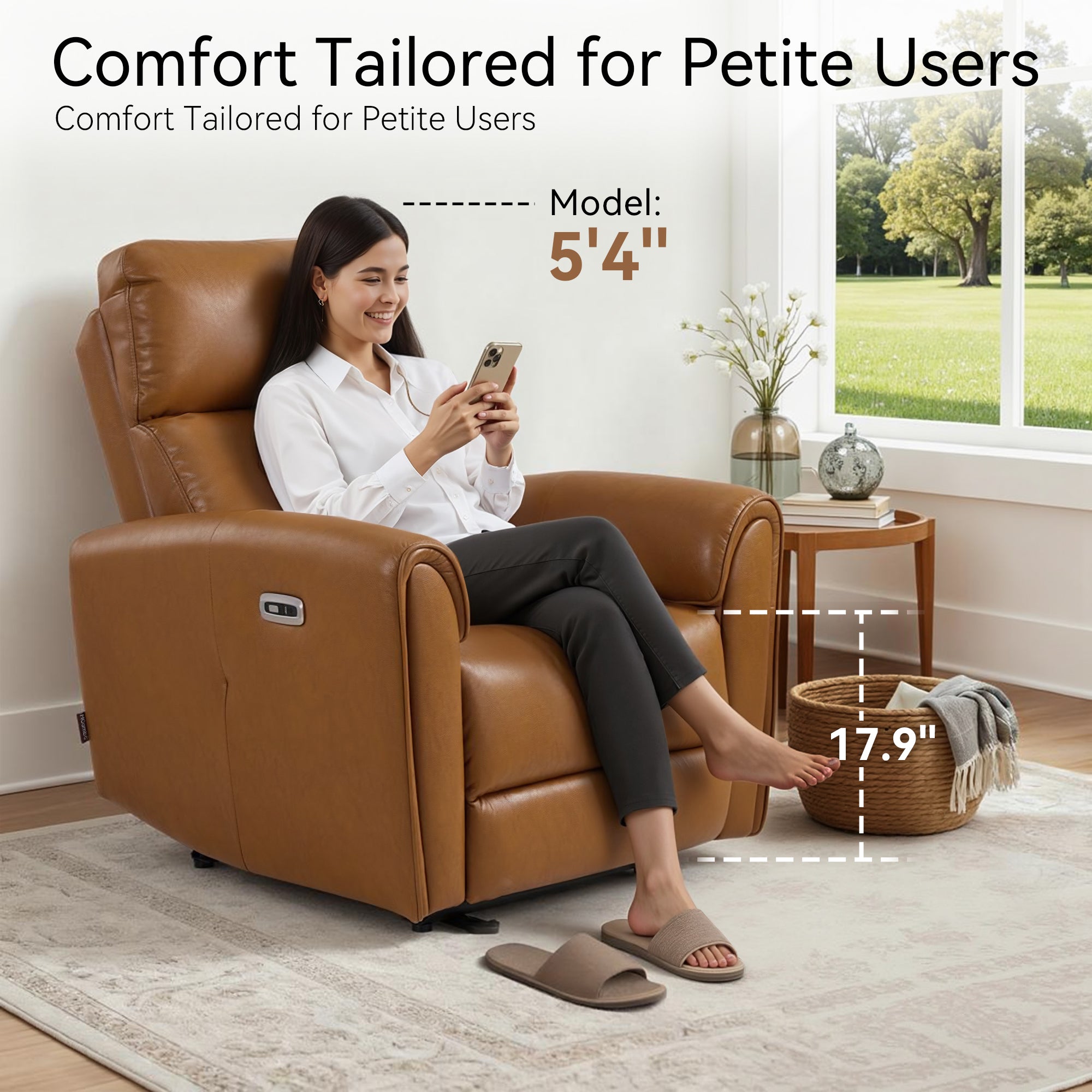 Zero Wall Hugger Recliners Chair for small space, Faux Leather PR699
