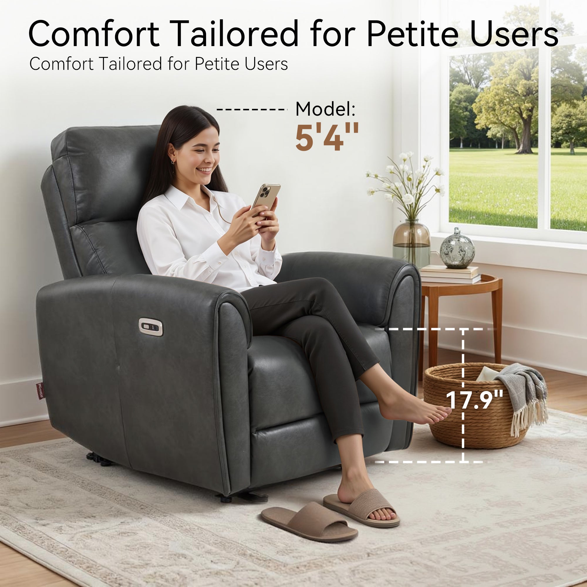 Zero Wall Hugger Recliners Chair for small space, Faux Leather PR699
