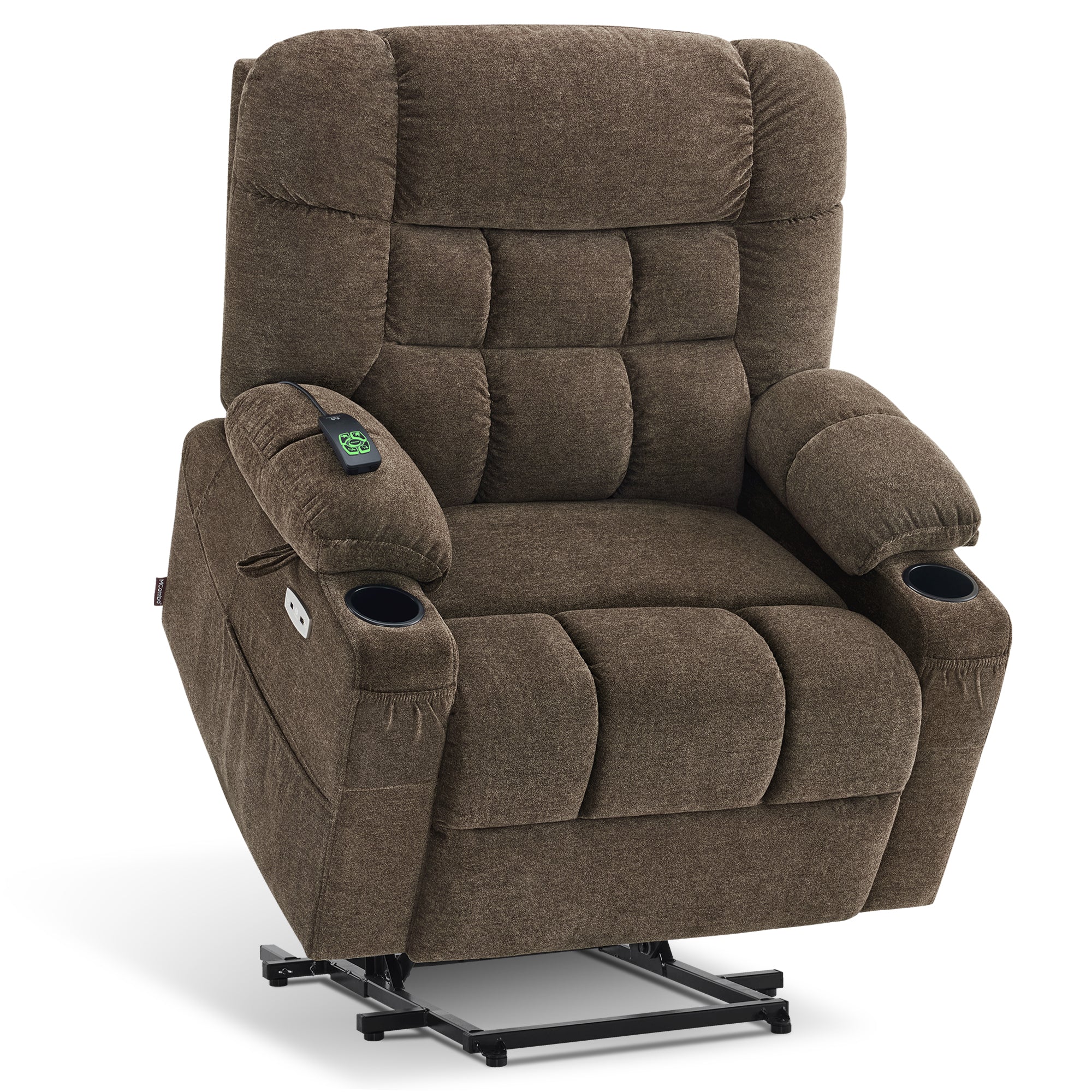 Power Lift Recliner Chair for Elderly, Dual Motor, Massage and Heat, Fabric R7070