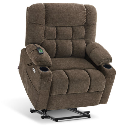 Power Lift Recliner Chair for Elderly, Dual Motor, Massage and Heat, Fabric R7070