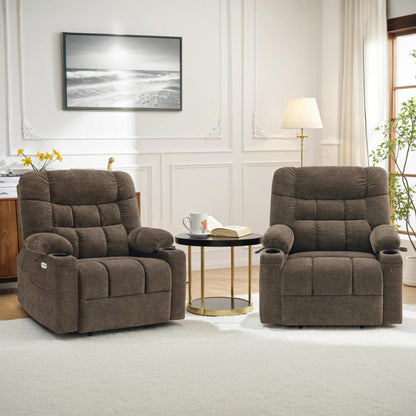 Power Lift Recliner Chair for Elderly, Dual Motor, Massage and Heat, Fabric R7070