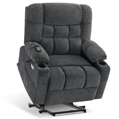 Power Lift Recliner Chair for Elderly, Dual Motor, Massage and Heat, Fabric R7070