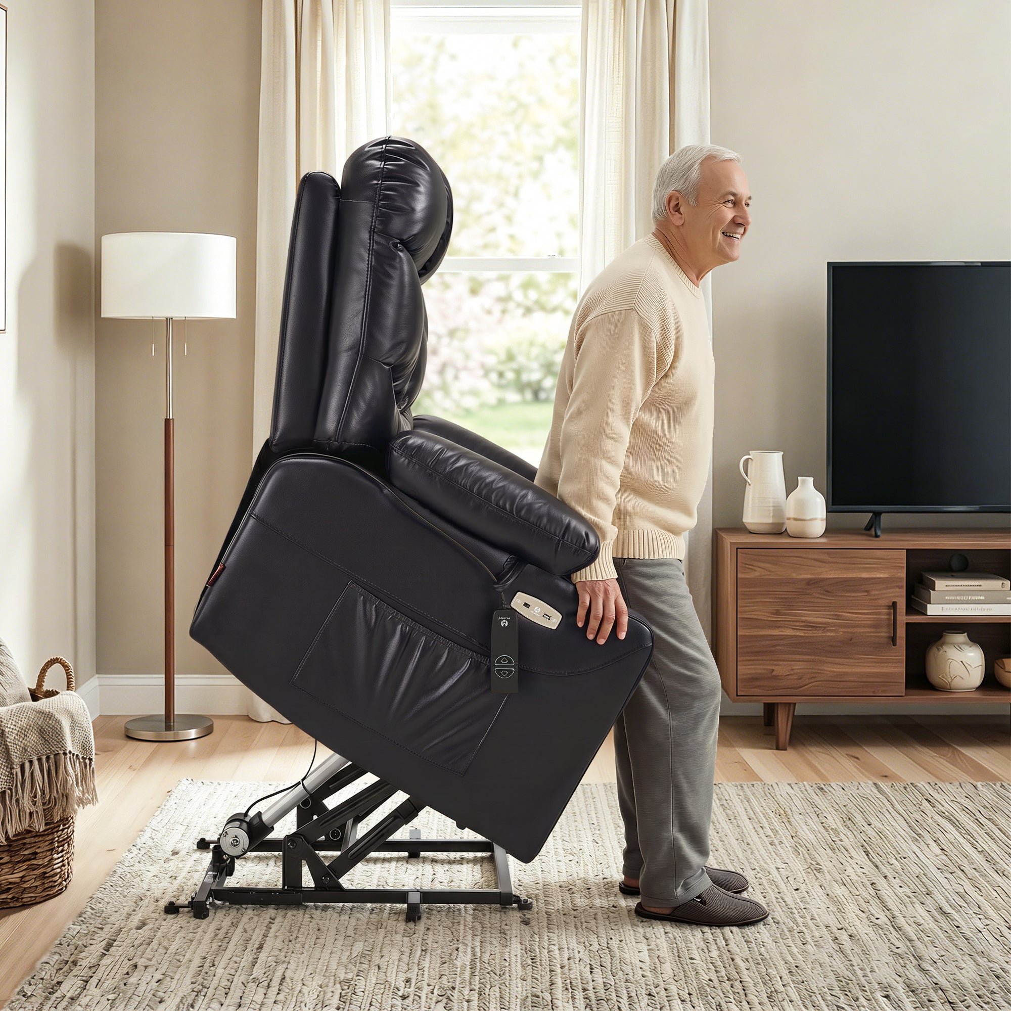 Power Lift Recliner Chair for Elderly, Faux Leather 7287|R7289
