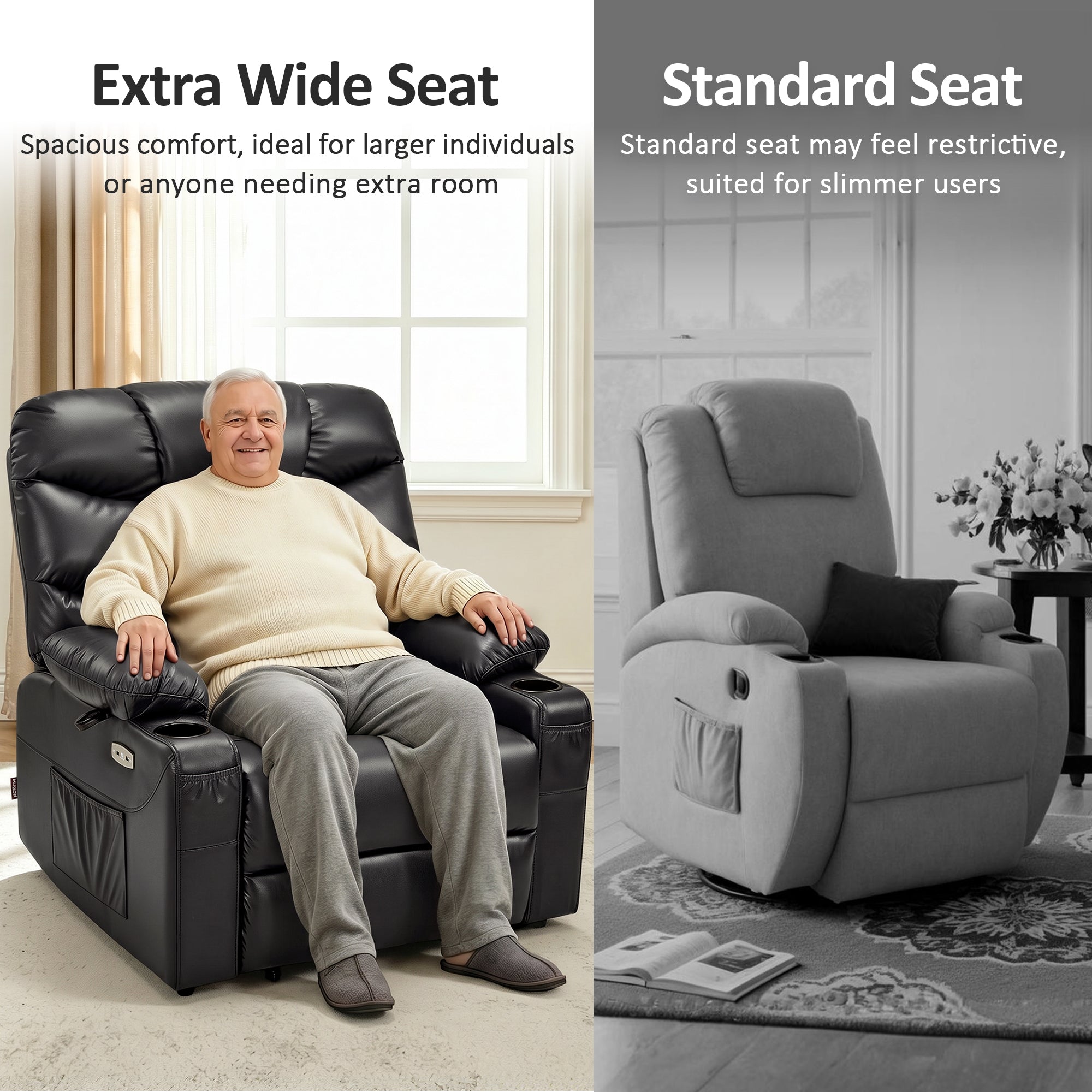 Power Lift Recliner Chair for Elderly, Faux Leather 7287|R7289