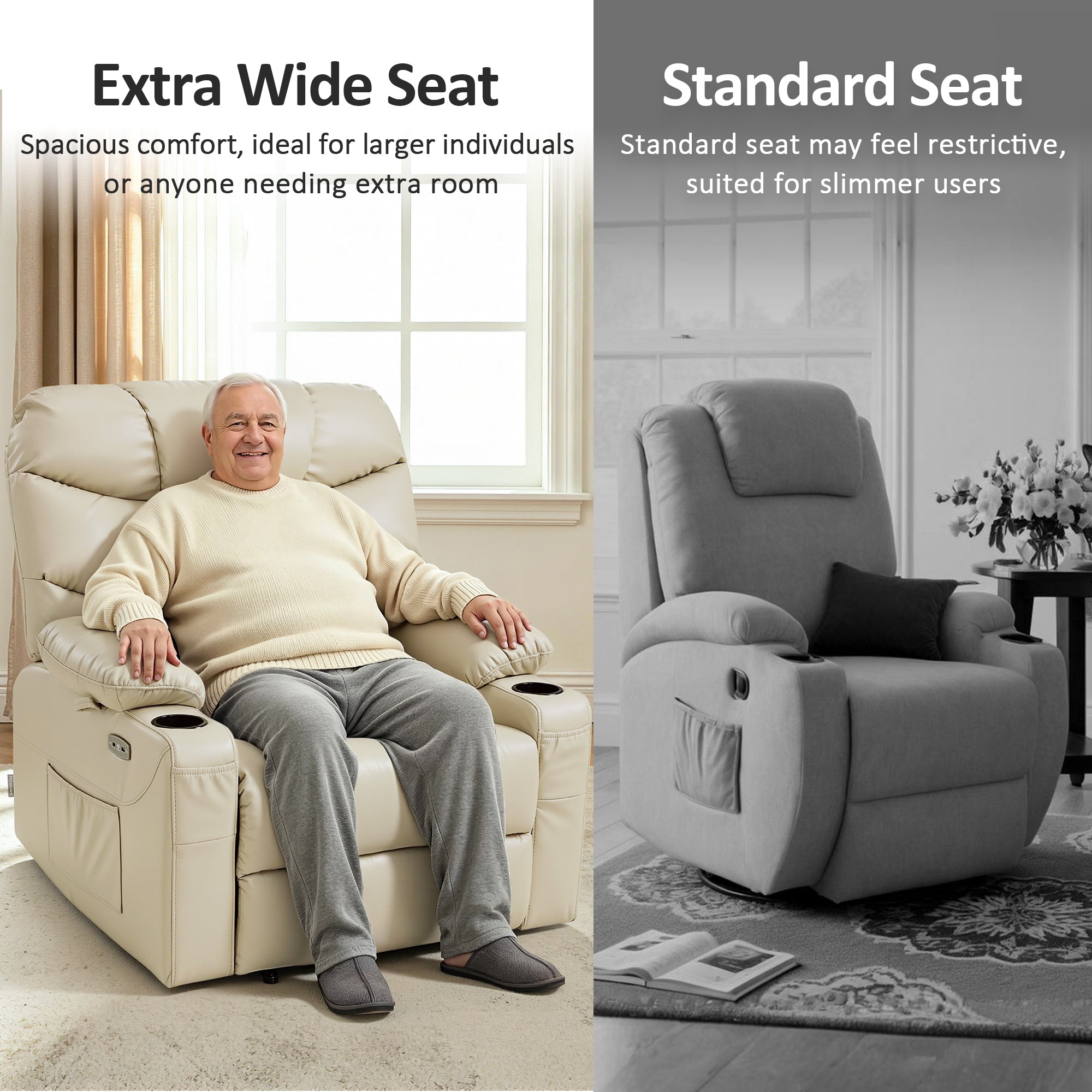 Power Lift Recliner Chair for Elderly, Faux Leather 7287|R7289