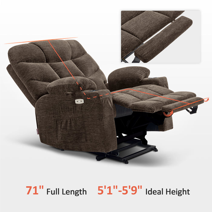 MCombo Wide Power Lift Recliner Chair with Extended Footrest for Big Elderly People, Fabric R7289