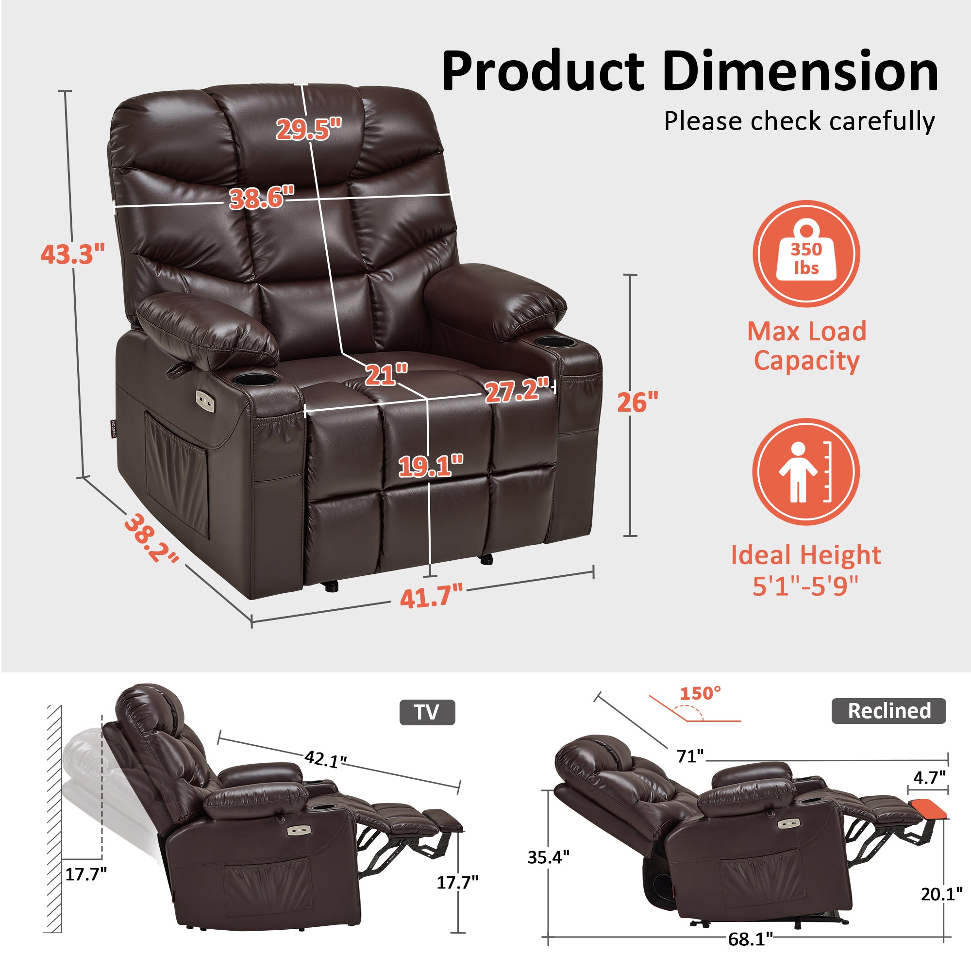 Power Lift Recliner Chair for Elderly, Faux Leather 7287|R7289