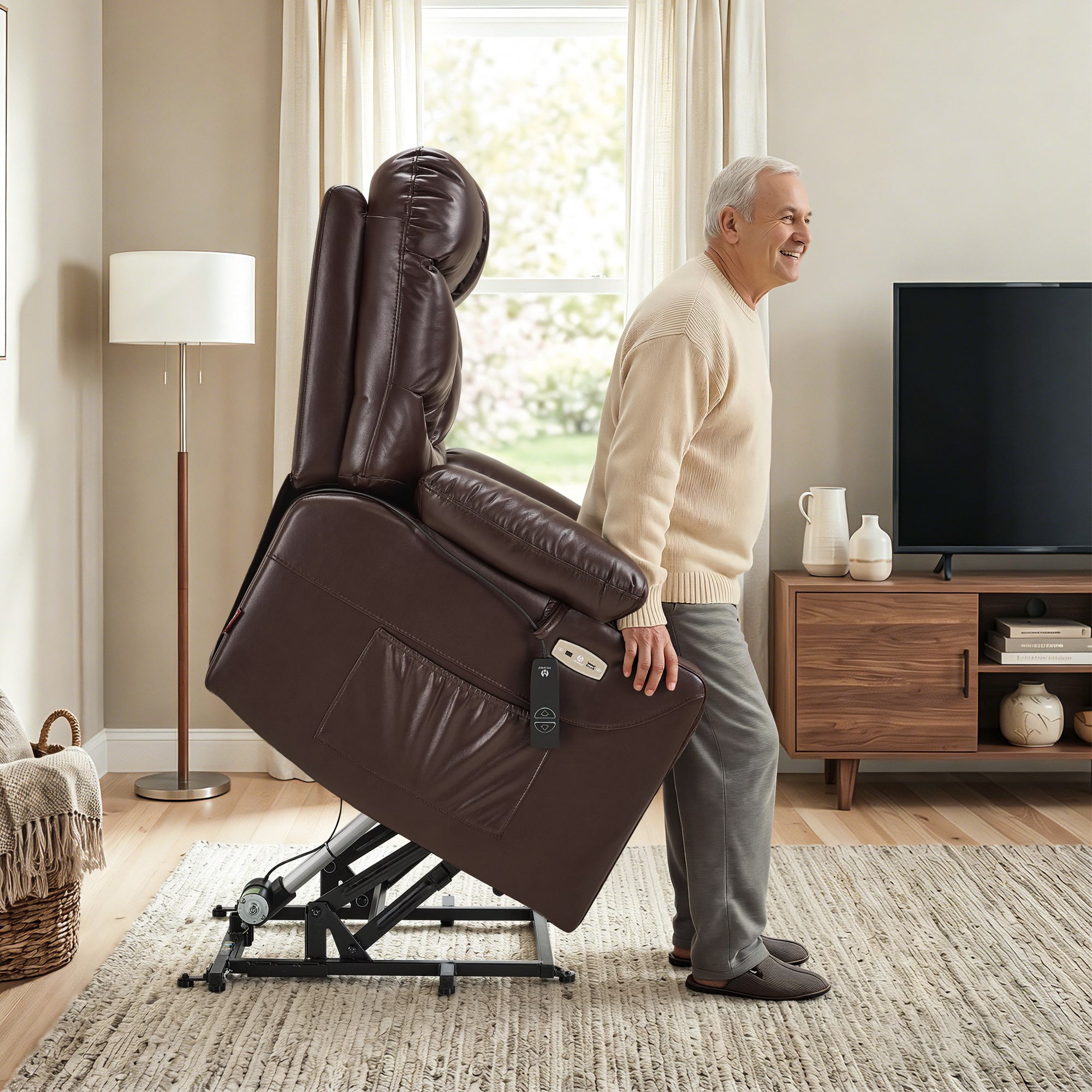 Power Lift Recliner Chair for Elderly, Faux Leather 7287|R7289