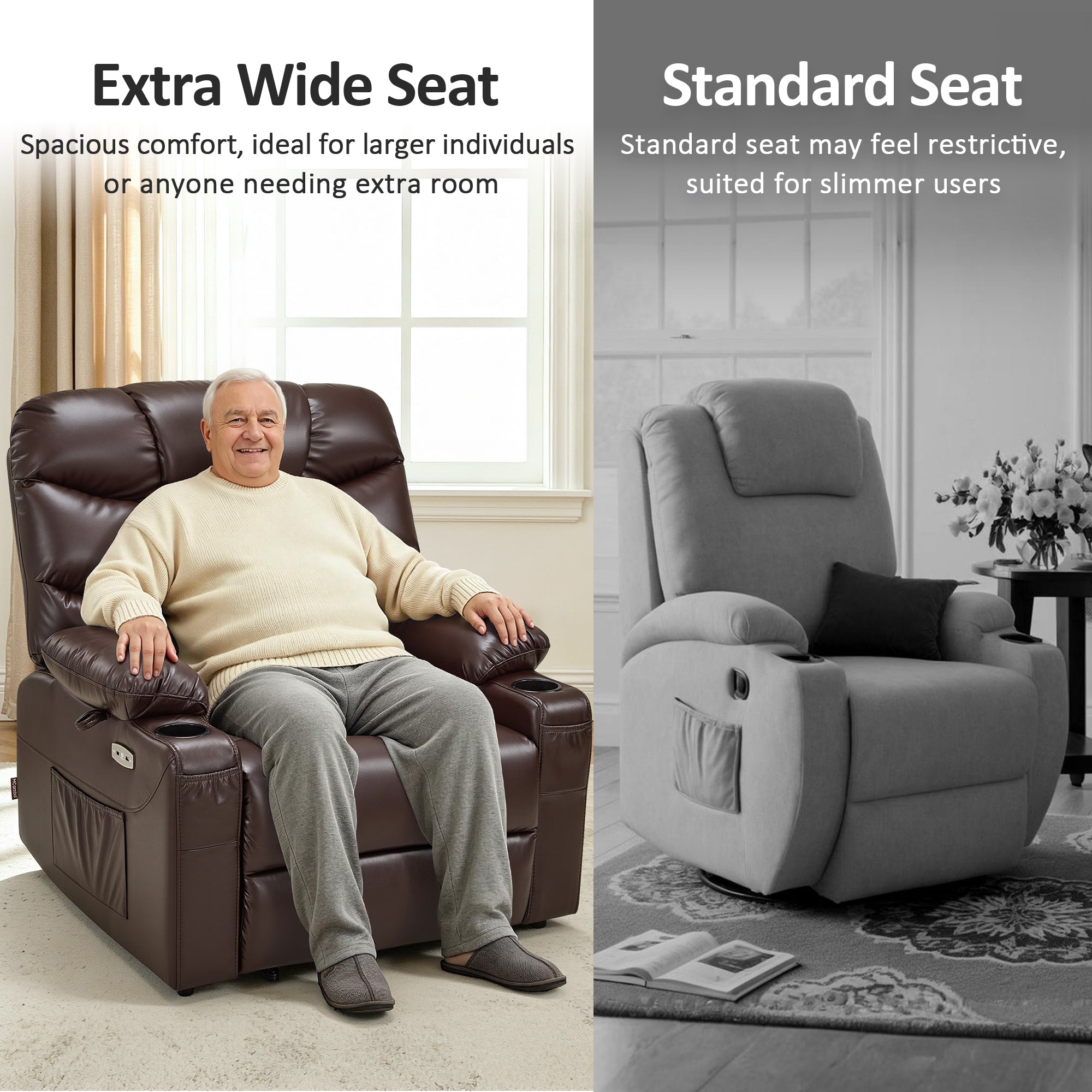 Power Lift Recliner Chair for Elderly, Faux Leather 7287|R7289