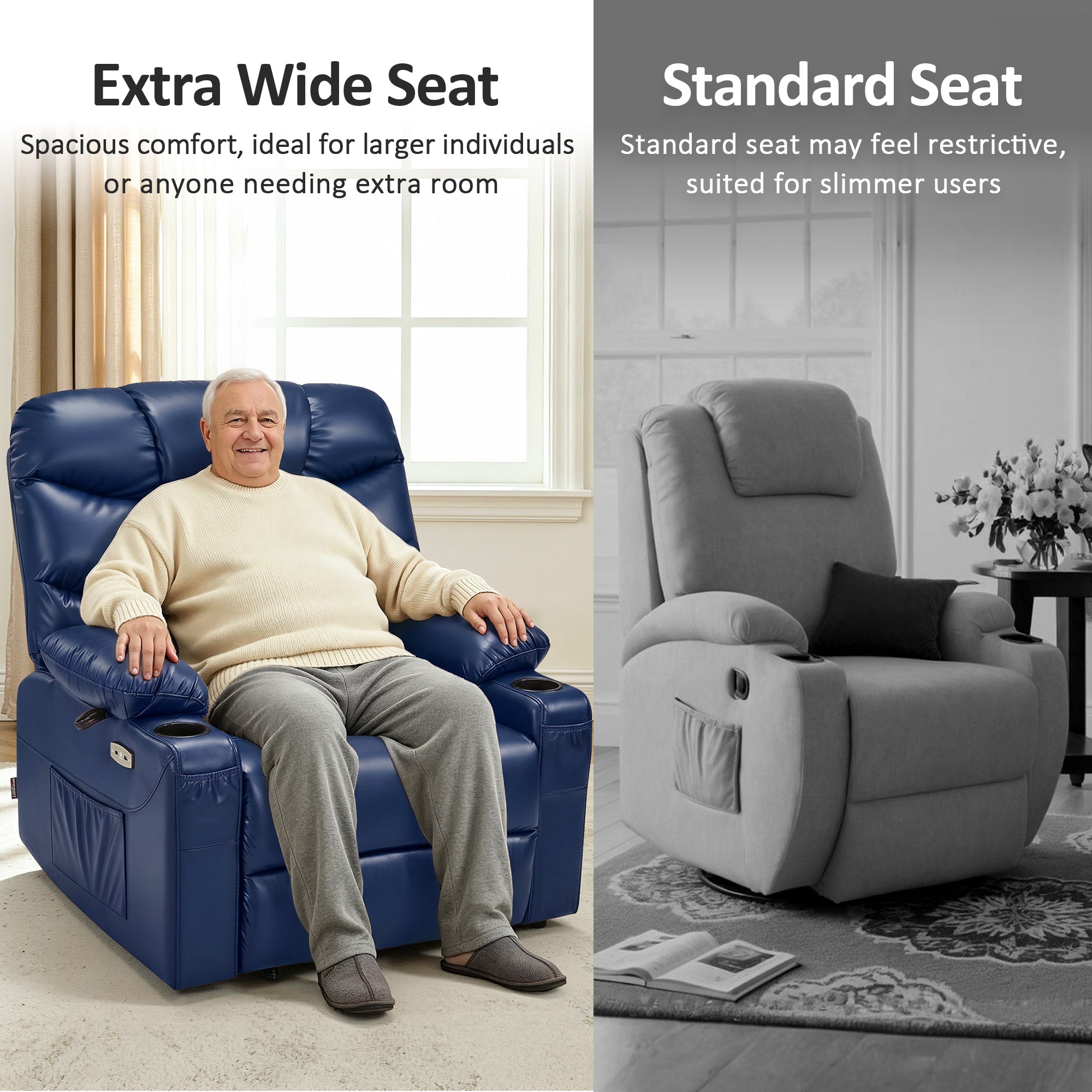 Power Lift Recliner Chair for Elderly, Faux Leather 7287|R7289