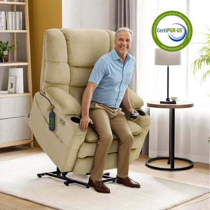 Power Lift Recliner Chair, Triple Motor, Massage and Heat, Fabric 7634|7631|7632|R7635