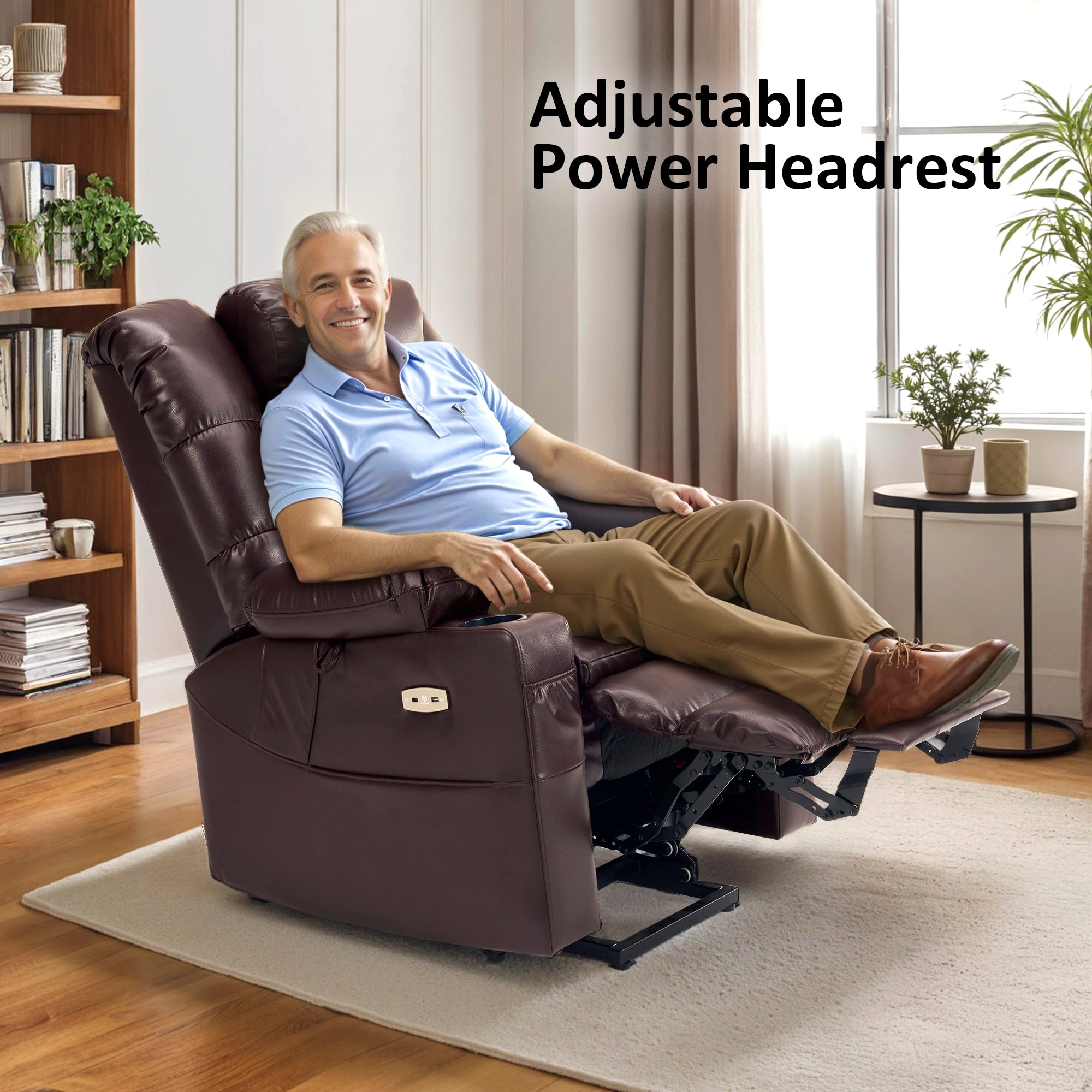 Power Lift Recliner Chair for Elderly,Triple Motor, Massage and Heat, Faux Leather 7632|7634|R7635