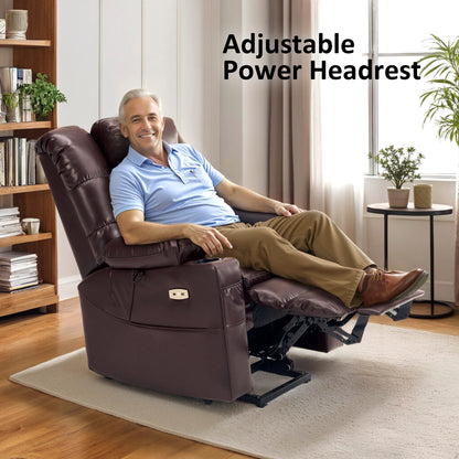 Power Lift Recliner Chair for Elderly,Triple Motor, Massage and Heat, Faux Leather 7632|7634|R7635