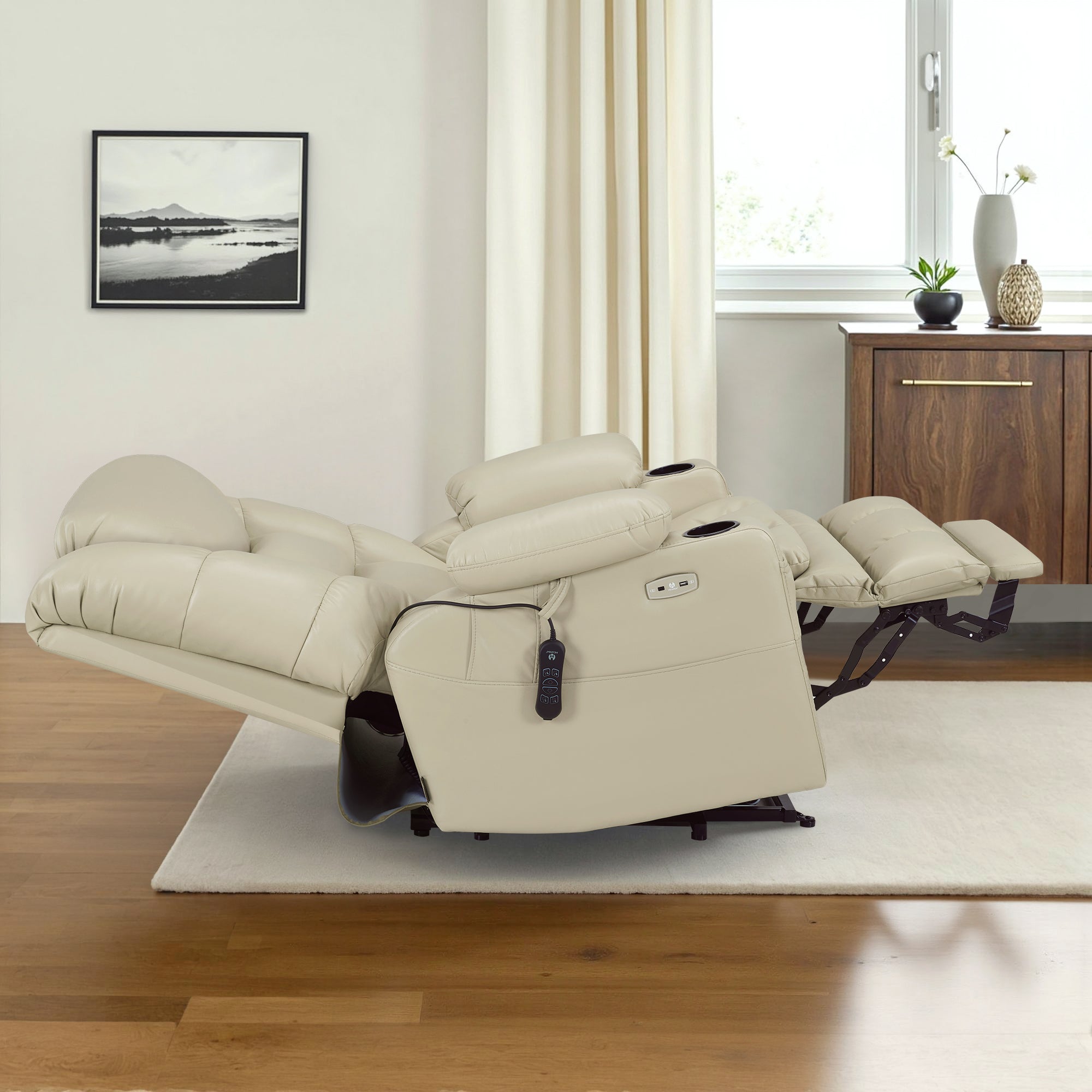 Power Lift Recliner Chair for Elderly,Triple Motor, Massage and Heat, Faux Leather 7632|7634|R7635