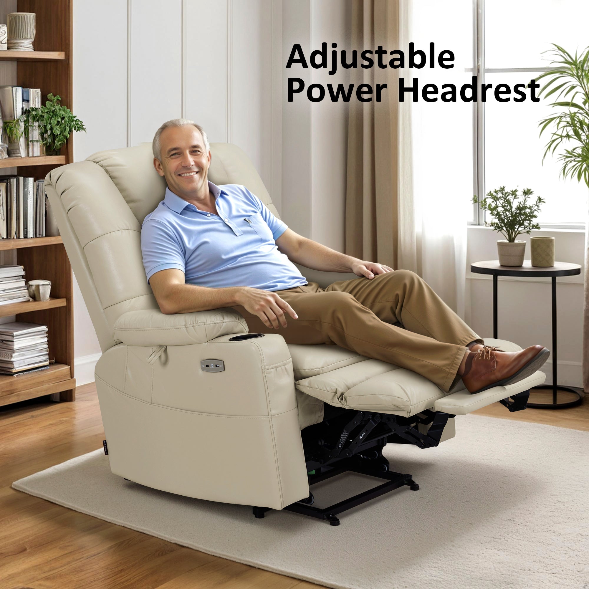 Power Lift Recliner Chair for Elderly,Triple Motor, Massage and Heat, Faux Leather 7632|7634|R7635