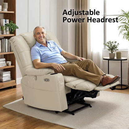 Power Lift Recliner Chair for Elderly,Triple Motor, Massage and Heat, Faux Leather 7632|7634|R7635