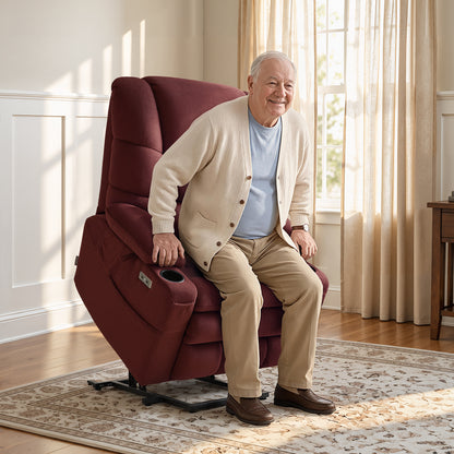 Power Lift Recliner Chair, Triple Motor, Massage and Heat, Fabric 7634|7631|7632|R7635
