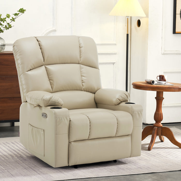 MCombo Large-Wide Lay Flat Dual Motor Power Lift Recliner Chair Sofa with Massage and Heat for Big Elderly People, Infinite Position, Faux Leather R7688