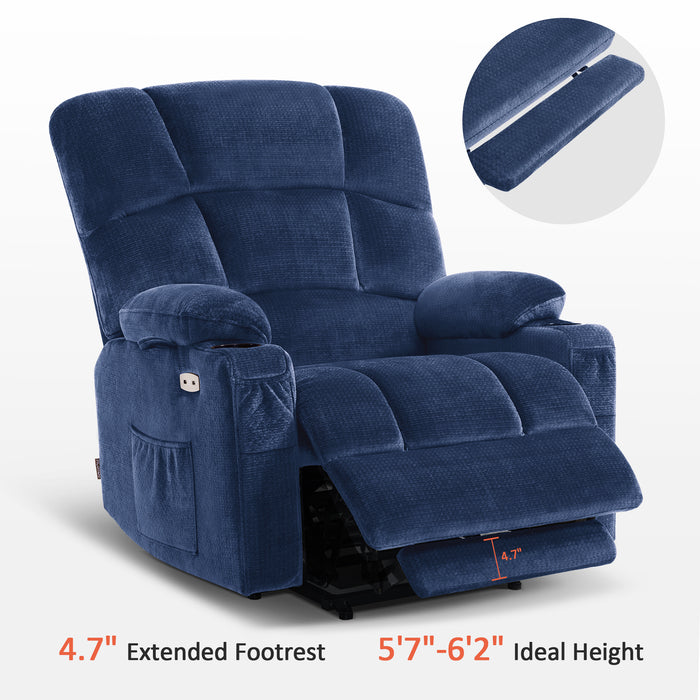 MCombo Large-Wide Lay Flat Dual Motor Power Lift Recliner Chair Sofa with Massage and Heat for Big Elderly People, Infinite Position, Fabric R7688